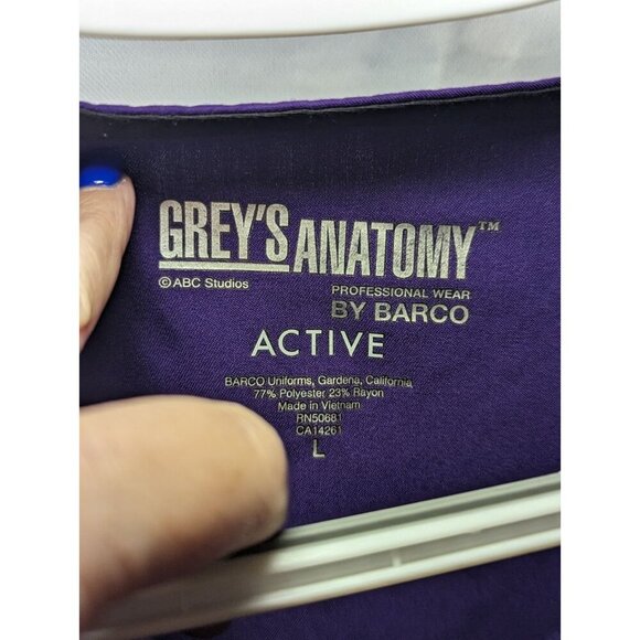 Grey's Anatomy Barco Mock Scrub Top 4 Pocket Purple Women's Large - Picture 4 of 12